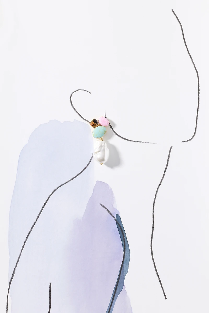 Lele Sadoughi Seafoam Iris Pearl Cluster Earrings