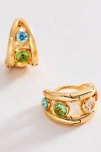 Split Crystal Huggie Hoop Earrings