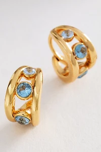 Split Crystal Huggie Hoop Earrings