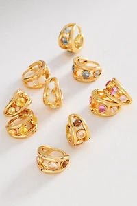 Split Crystal Huggie Hoop Earrings