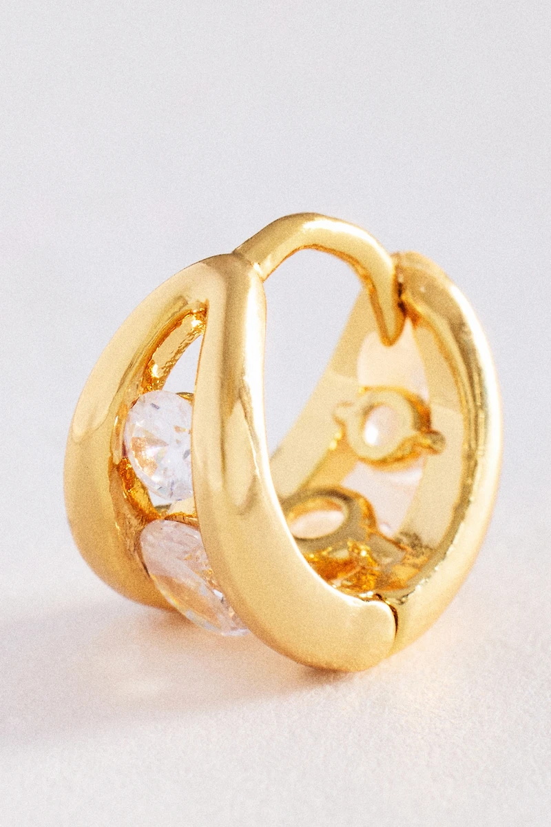 Split Crystal Huggie Hoop Earrings