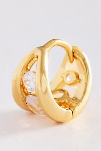 Split Crystal Huggie Hoop Earrings