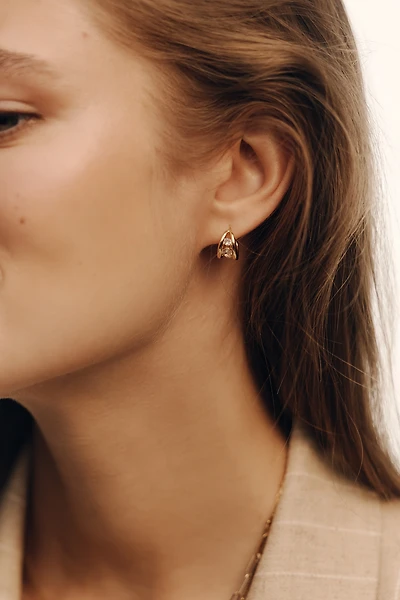 Split Crystal Huggie Hoop Earrings