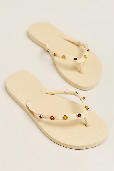 Brizza Arezzo Embellished Flip-Flop Sandals