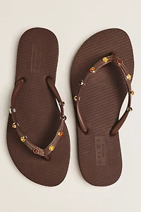 Brizza Arezzo Embellished Thong Sandals