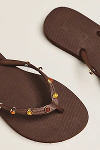 Brizza Arezzo Embellished Thong Sandals