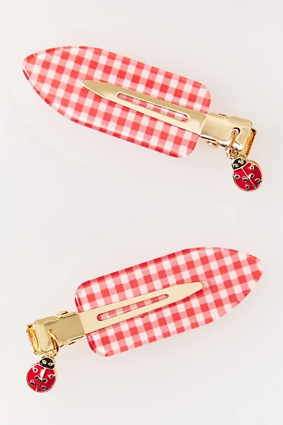 Picnic Collection Gingham Crease-Free Clips With Charm, Set of 2
