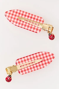 Picnic Collection Gingham Crease-Free Clips With Charm, Set of 2