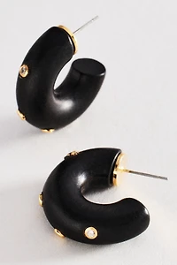 Shimmered Wood Hoop Earrings