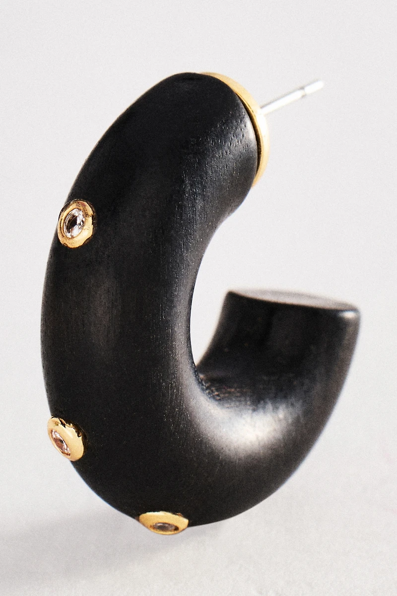 Shimmered Wood Hoop Earrings