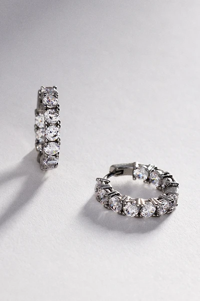 Crystal Tennis Huggie Earrings