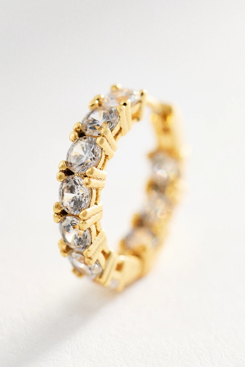 Crystal Tennis Huggie Earrings