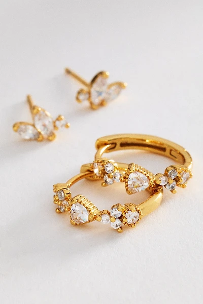 Crystal Huggie Earrings, Set of 2