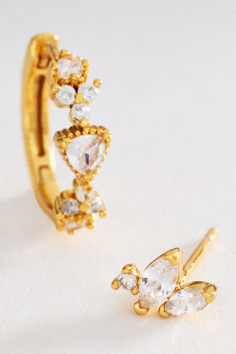 Crystal Huggie Earrings, Set of 2