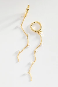 By Anthropologie Crystal Huggie Hoop Drop Earrings