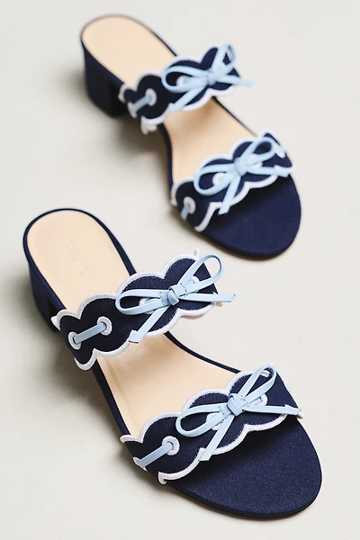 Maeve Bow Scalloped Double-Strap Block Heels