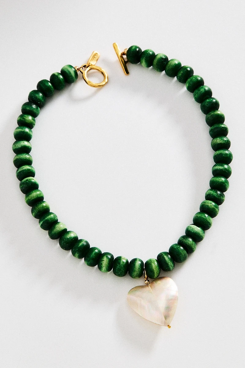 Logan Tay Beaded Heart Pendant Necklace