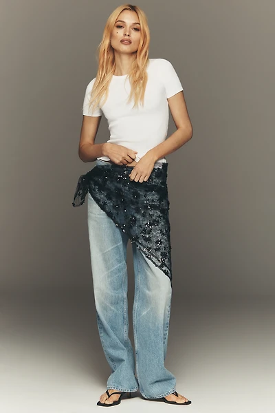 By Anthropologie Large Lace Sequin Square Scarf