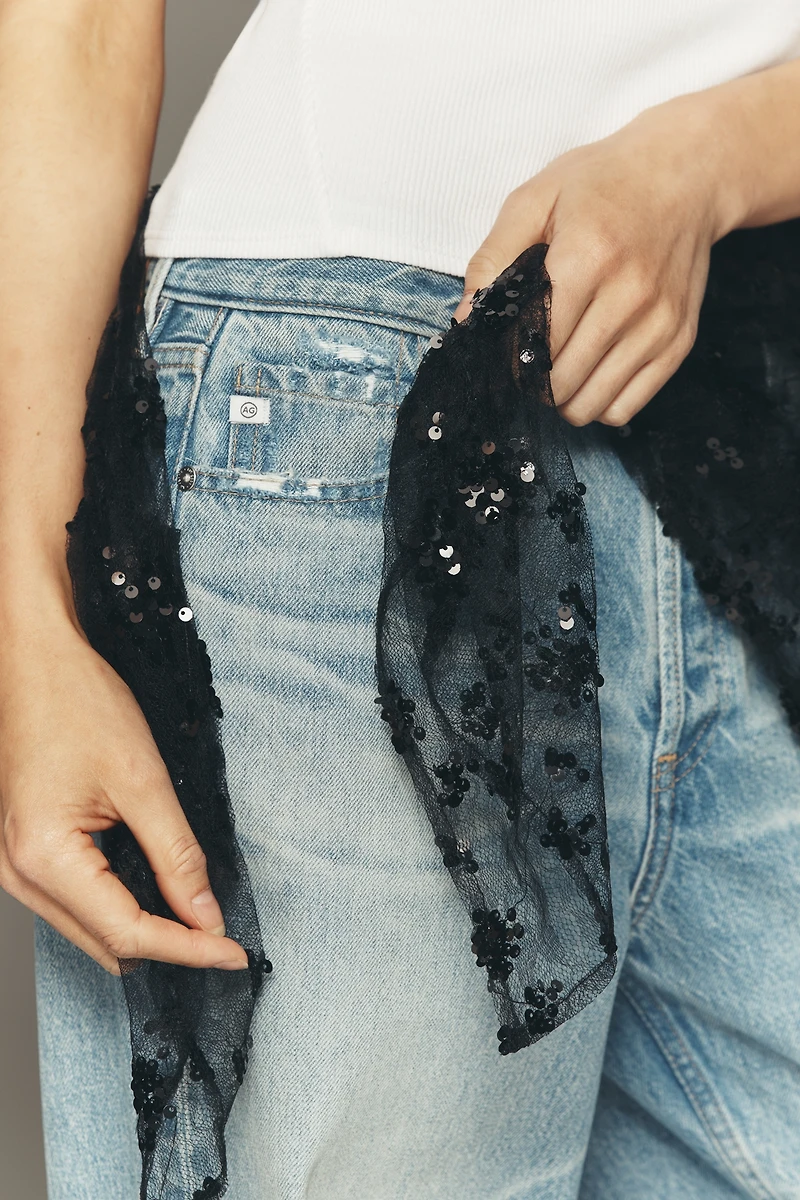 By Anthropologie Large Lace Sequin Square Scarf