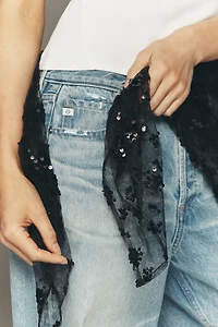 By Anthropologie Large Lace Sequin Square Scarf