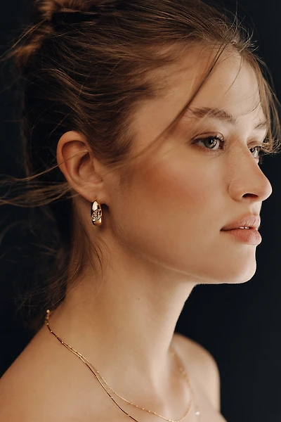 Embedded Crystal Hoop Earrings