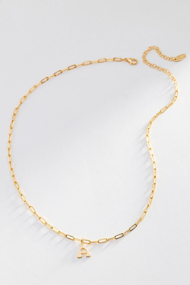 By Anthropologie Letter Pendant Paper Clip Chain Necklace