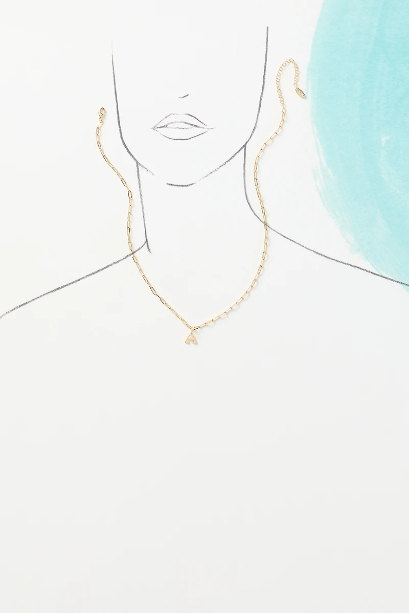 By Anthropologie Letter Pendant Paper Clip Chain Necklace