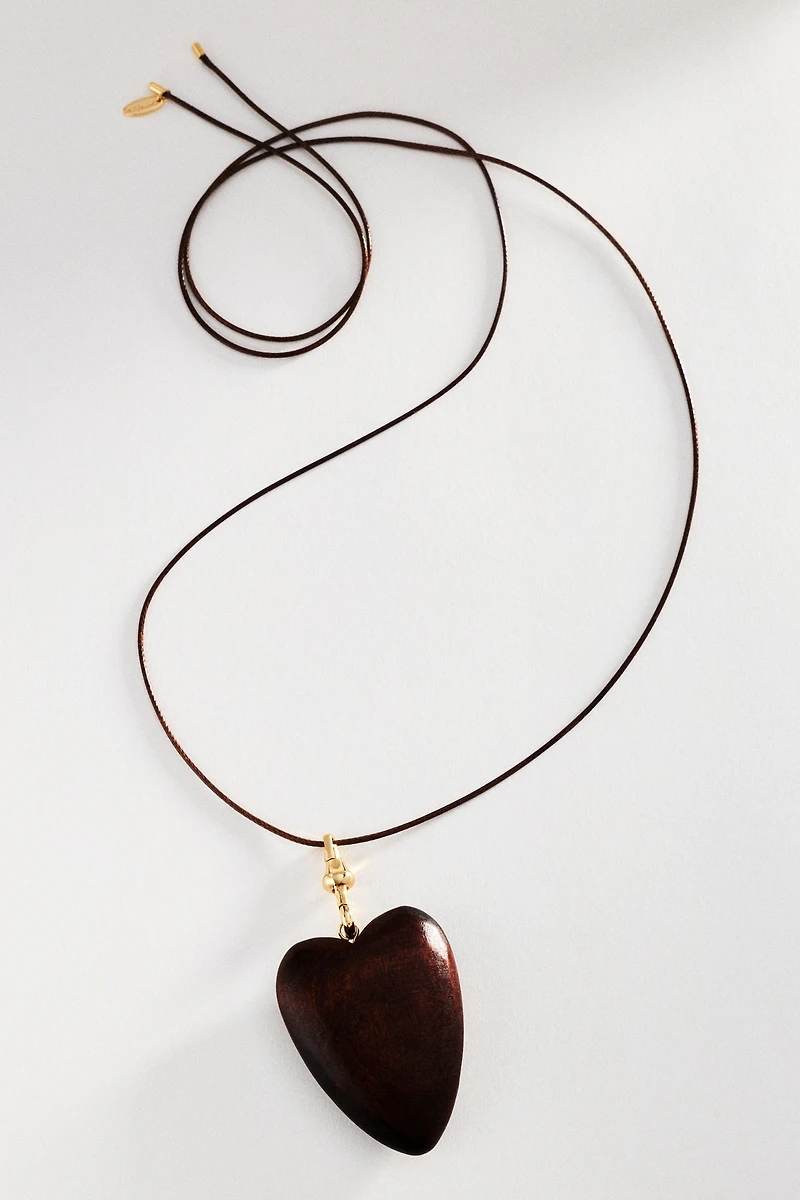 Wooden Heart Pendant Necklace