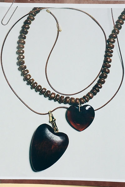 Wooden Heart Pendant Necklace