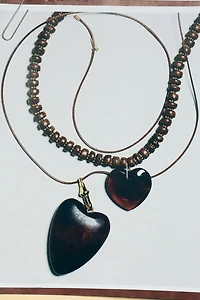 Wooden Heart Pendant Necklace