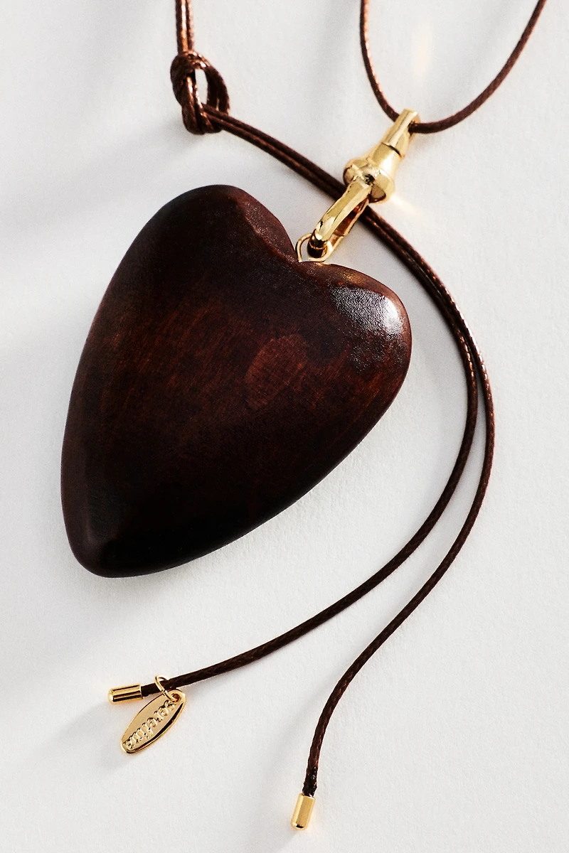 Wooden Heart Pendant Necklace