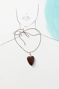 Wooden Heart Pendant Necklace