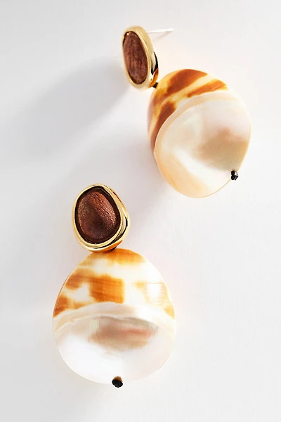 Wooden Shell Drop Earrings