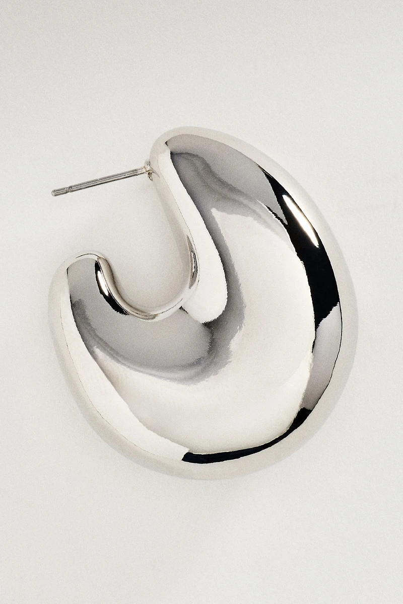 Puffed Huggie Hoop Earrings