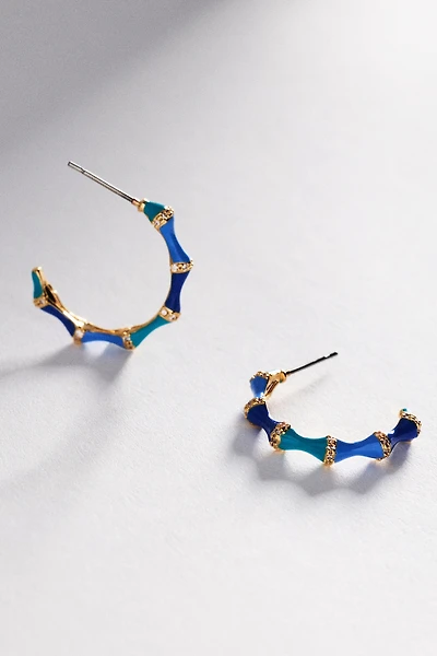 Bamboo Enamel Hoop Earrings