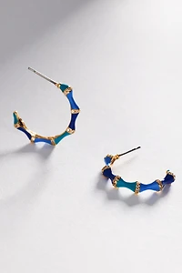 Bamboo Enamel Hoop Earrings