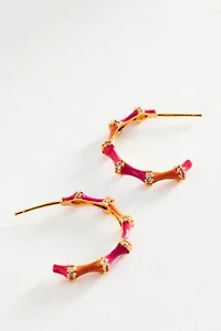 Bamboo Enamel Hoop Earrings