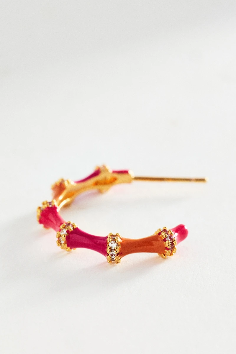 Bamboo Enamel Hoop Earrings