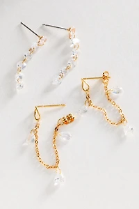 Colorful Crystal Drop Earrings, Set of 2