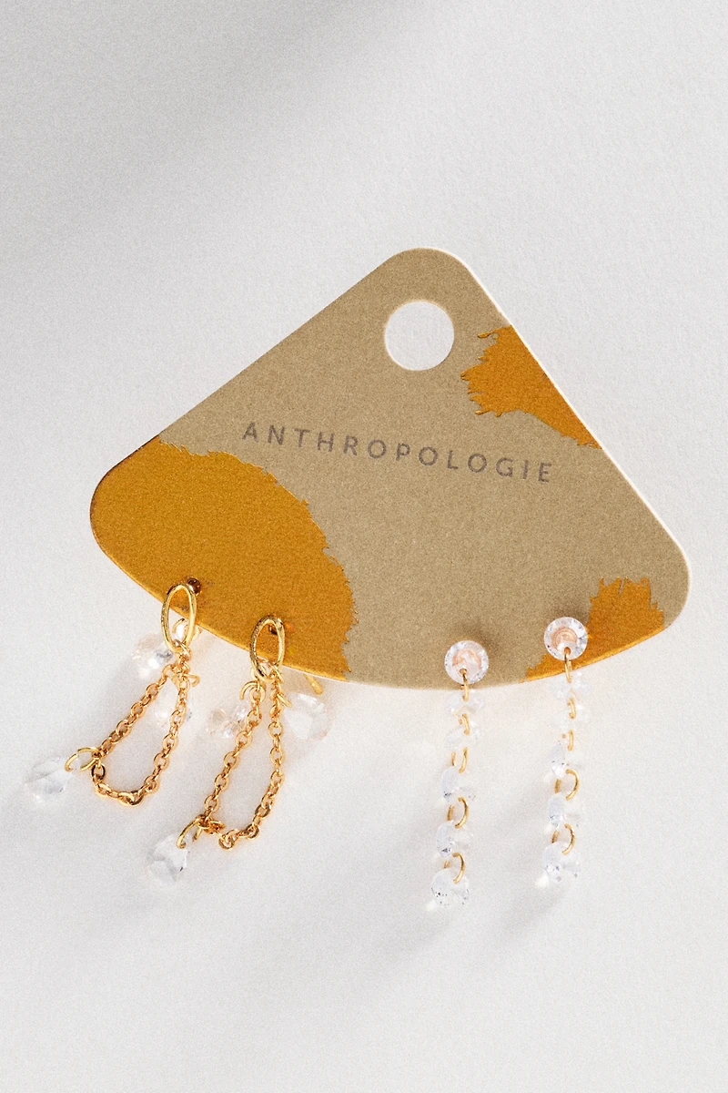 Colorful Crystal Drop Earrings, Set of 2