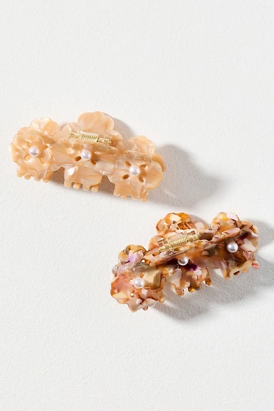 Pearl Floral Hair Claw Clips, Set of 2