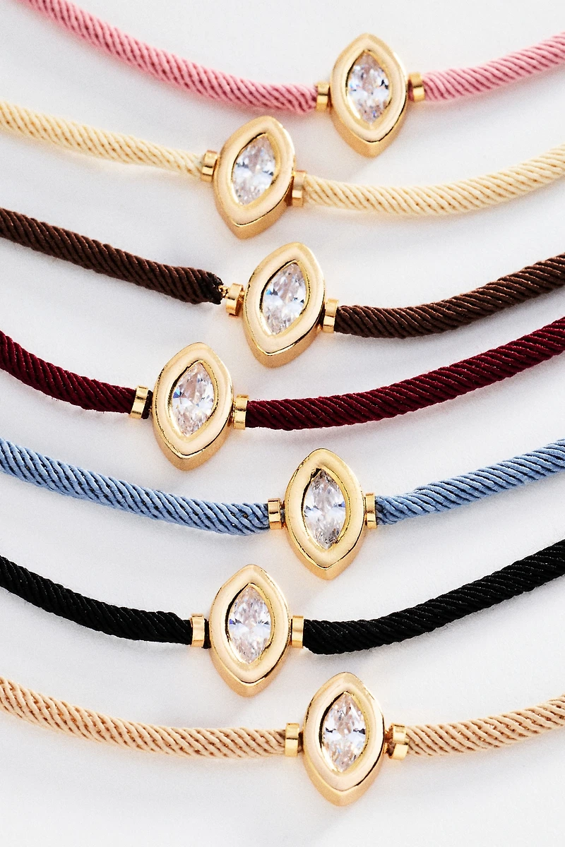 Corded Bezel Crystal Bracelet