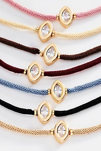 Corded Bezel Crystal Bracelet