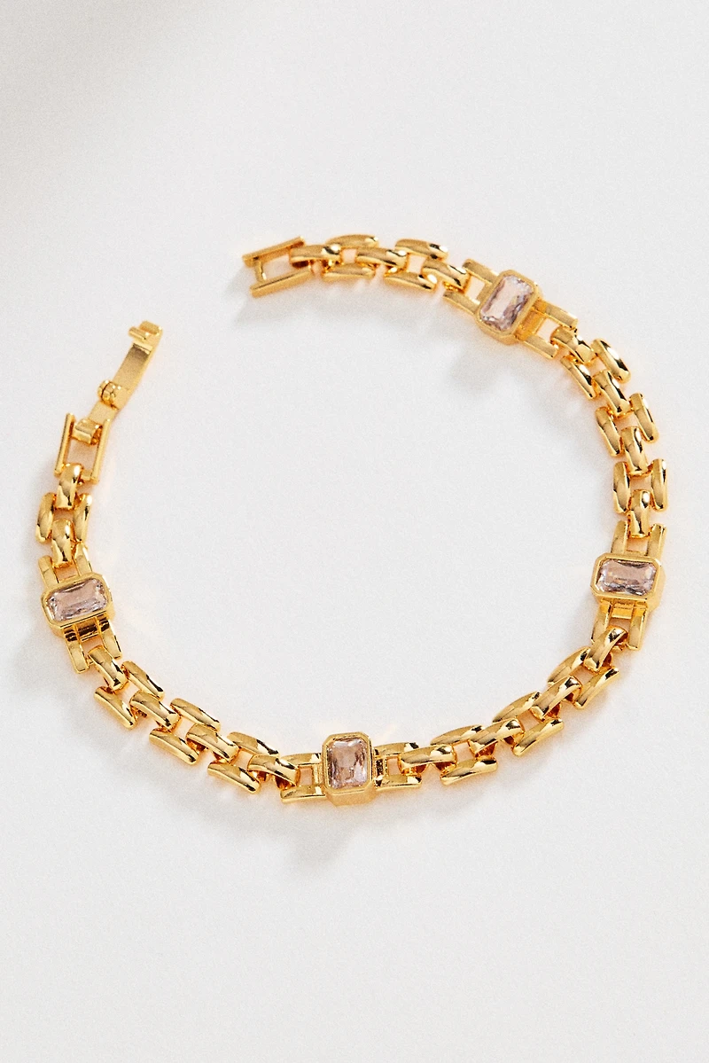 Foldover Clasp Crystal Chain Bracelet