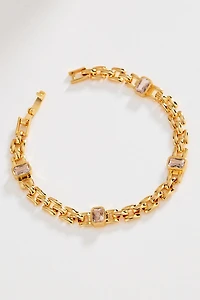Foldover Clasp Crystal Chain Bracelet
