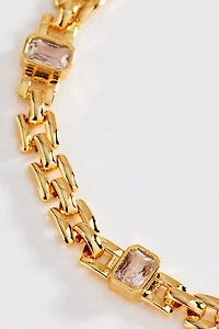 Foldover Clasp Crystal Chain Bracelet