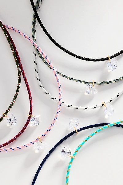 Adjustable Corded Crystal Pendant Necklace