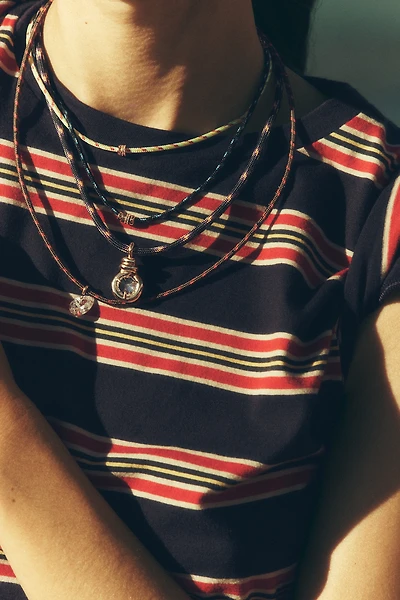 Adjustable Corded Crystal Pendant Necklace