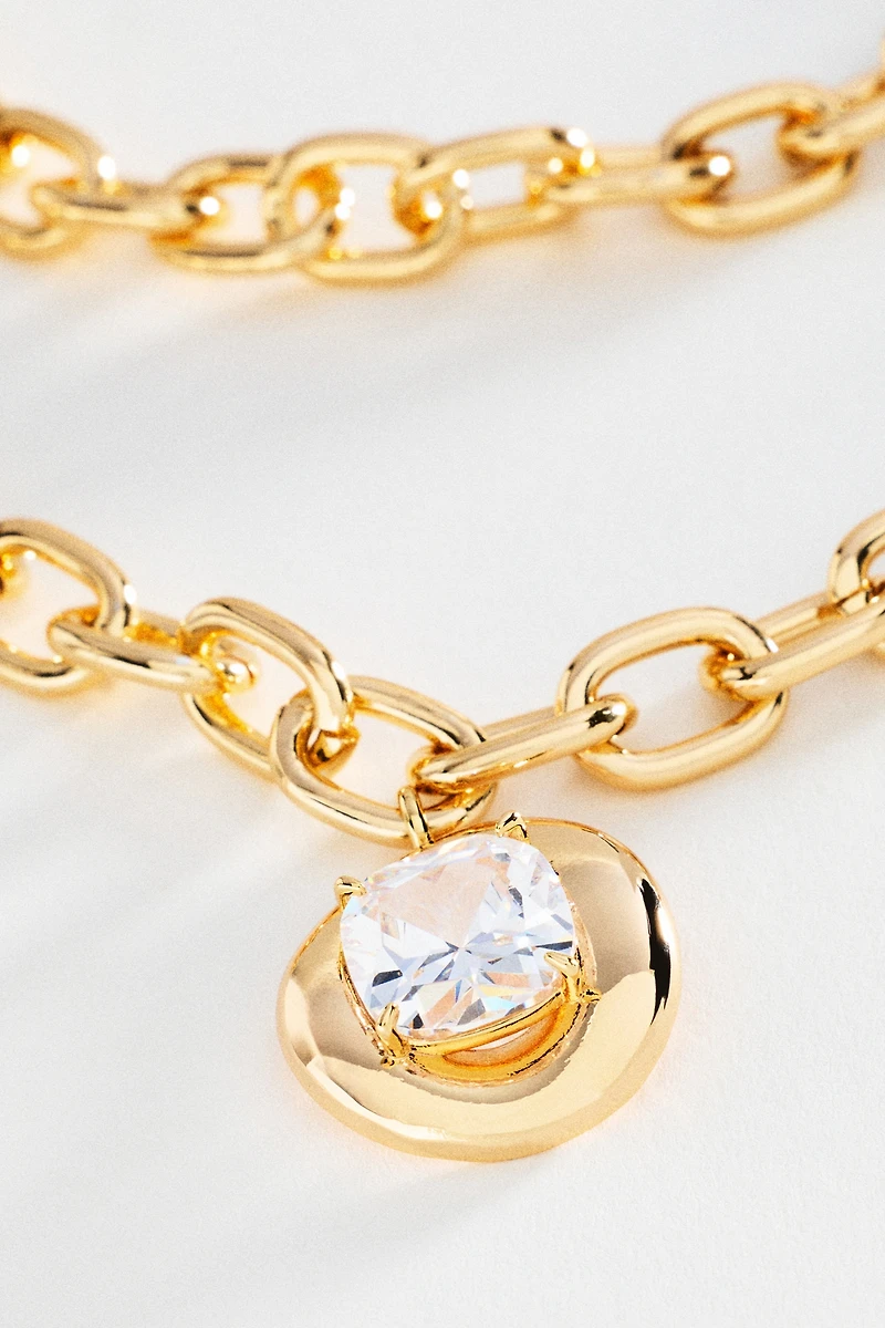 Chunky Bezel Crystal Pendant Necklace