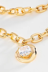 Chunky Bezel Crystal Pendant Necklace